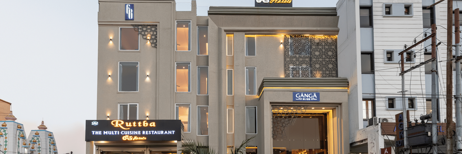 A facade image shot from the front of DLS Ganga Bliss, Haridwar with a clear sky in the background
